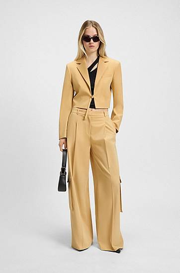 Bukser BOSS Relaxed Fit Stretch Cargo Trousers Beige | 50538656, 1