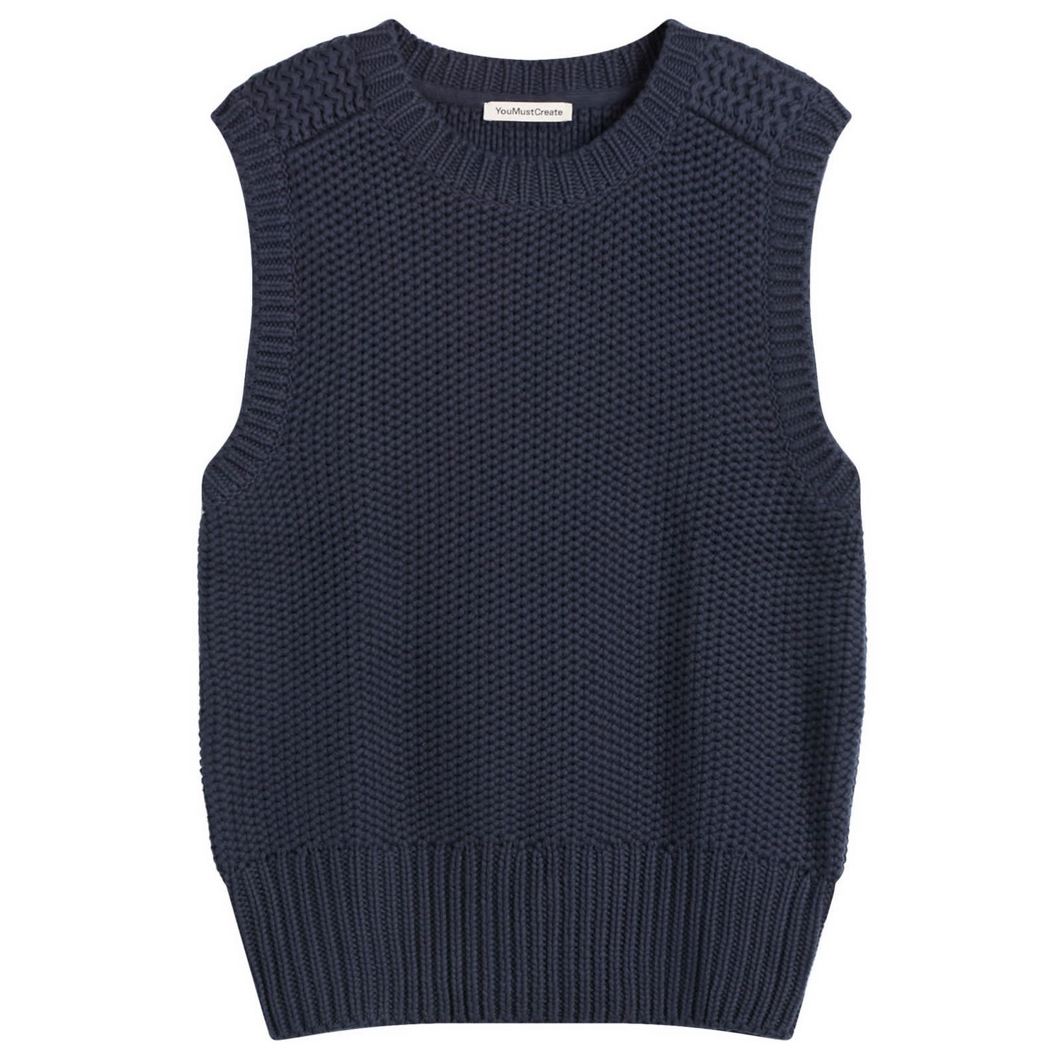 Vest YMC YMC Coda Knitted Vest, Size Small Mørkeblå | P8ZAM-40, 1