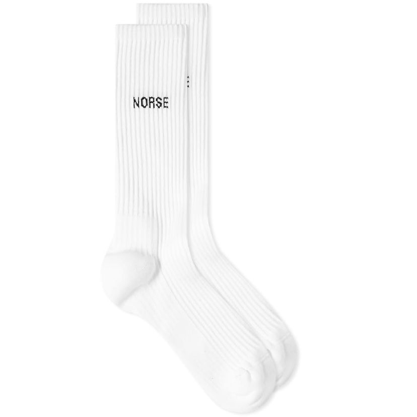 Sokker NORSE PROJECTS Logo Ribbed Socks Hvid | N82-0060-0001