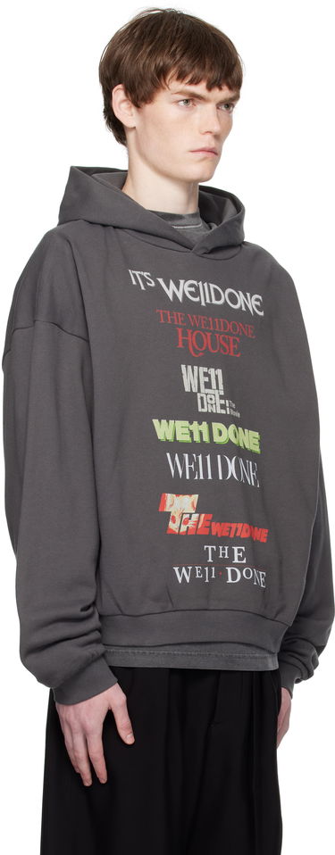 Sweatshirt We11done We11done Multi Logo Print Hoodie Grå | WD-TH2-25-832-U-GY, 1