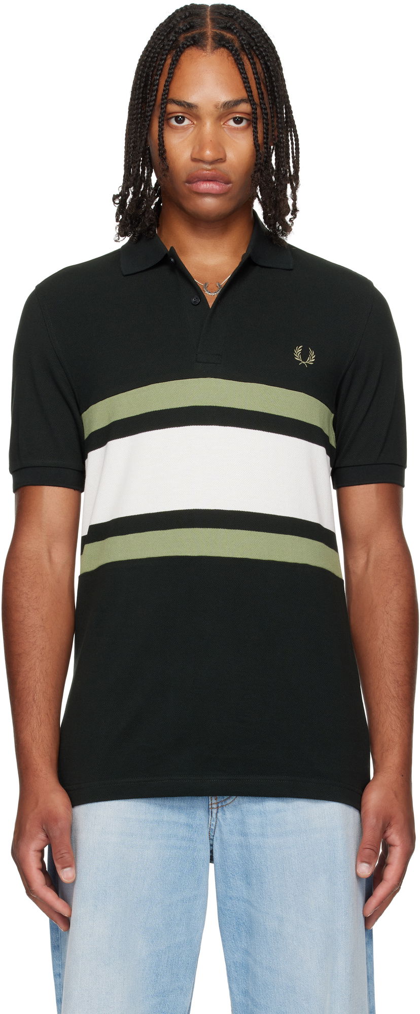 Polo skjorte Fred Perry Fred Perry Panelled Polo Sort | M9903
