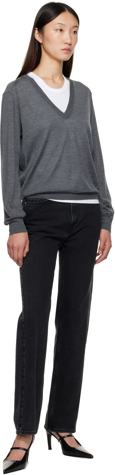 Sweater Loulou de Saison Loulou de Saison Julio Cashmere V-Neck Sweater Grå | JULIO, 3