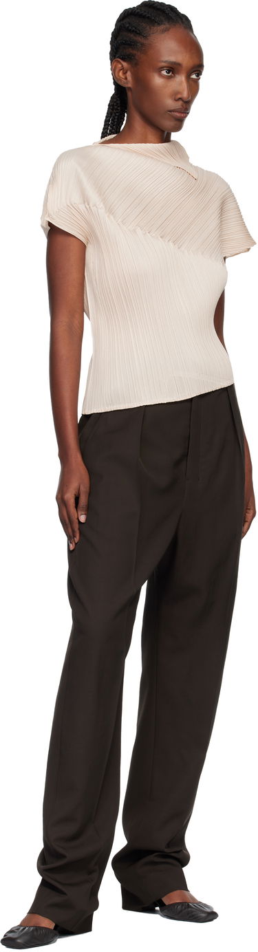 T-shirts og tank tops Pleats Please Issey Miyake Pleats Please Issey Miyake Pleated Asymmetric Leap Top Beige | PP58JK461, 3
