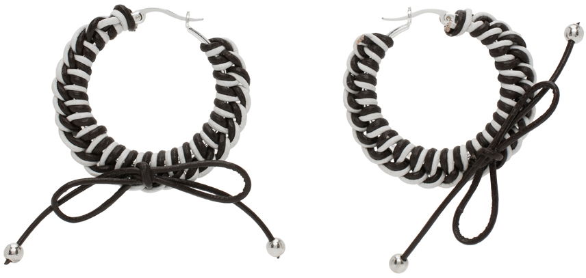Øreringe Chopova Lowena Nimbus Mini Hoop Earrings with Leather Braid Sort | 6510, 0