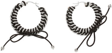 Øreringe Chopova Lowena Nimbus Mini Hoop Earrings with Leather Braid Sort | 6510, 0