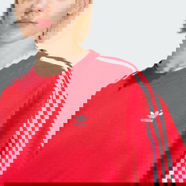 Sweater adidas Originals 3-Stripes Oversized Crew Rød | IN8487, 4
