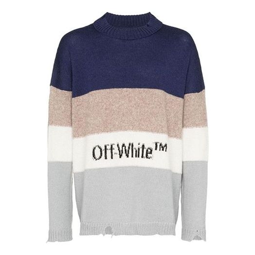 Sweater Off-White Off-White Wool Color-Block Sweater Flerfarvet | OMHE016E19E370323010