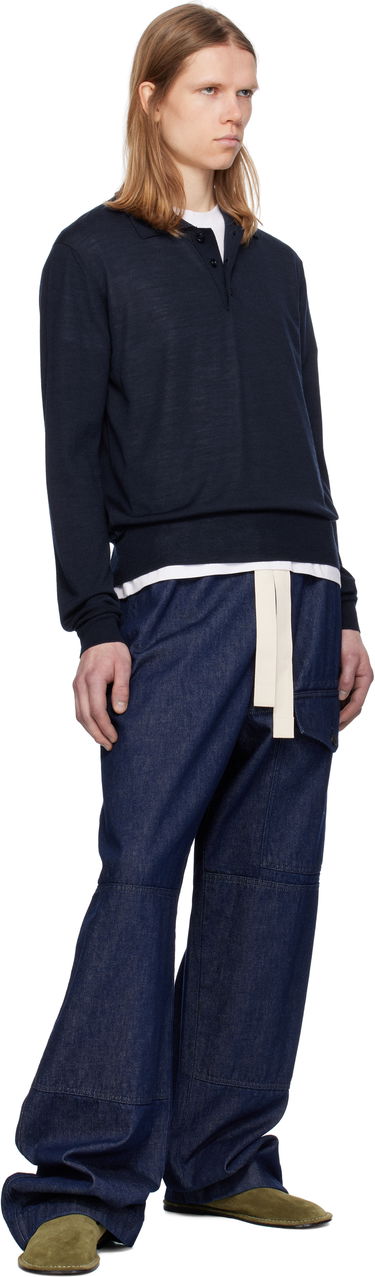 Sweater AMI AMI Paris Tonal De Coeur Polo Mørkeblå | HPL366.KN0066, 3
