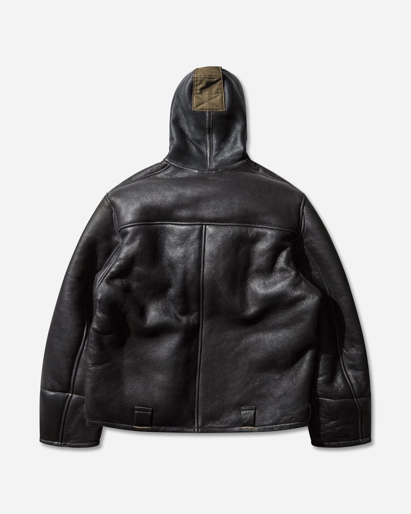 Jakke OUR LEGACY Blizzard Hooded Leather Jacket Sort | W4259BN 001