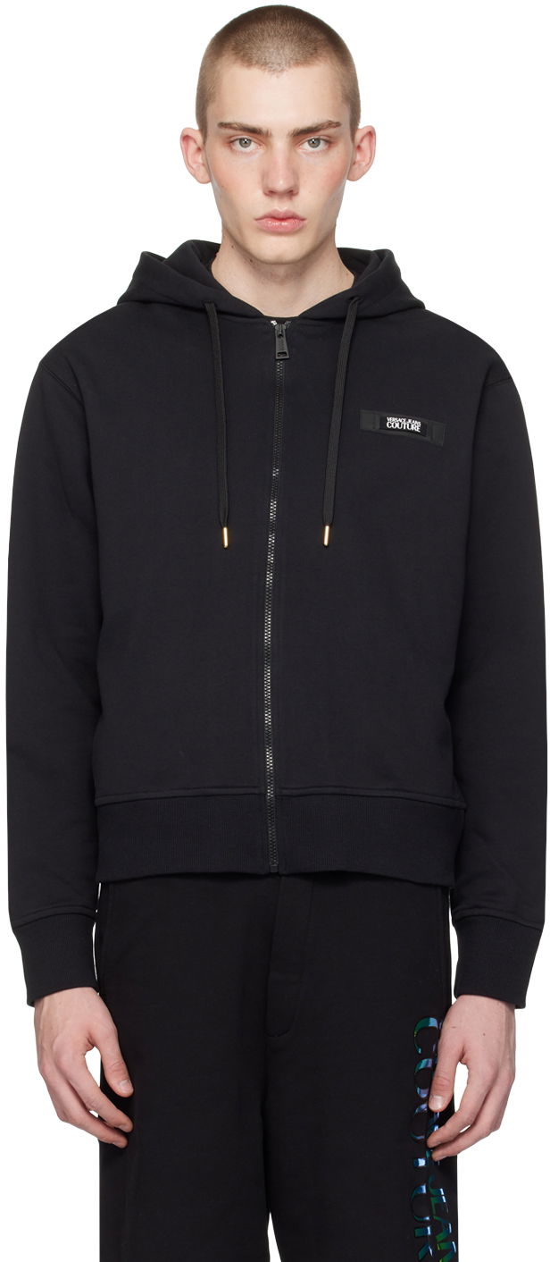 Sweatshirt Versace Jeans Couture Black Patch Hoodie Sort | E76GAIE05_ECF00E