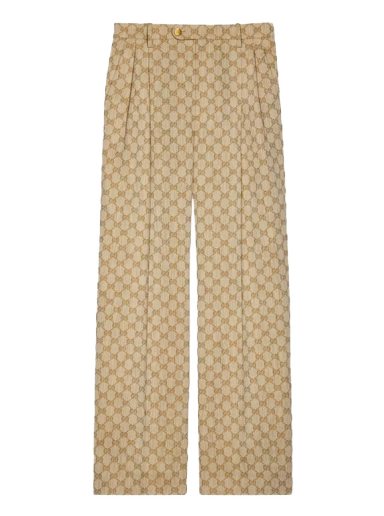 Bukser Gucci GG Linen Cotton Jacquard Trousers Beige | 756533 ZAMC5 2014