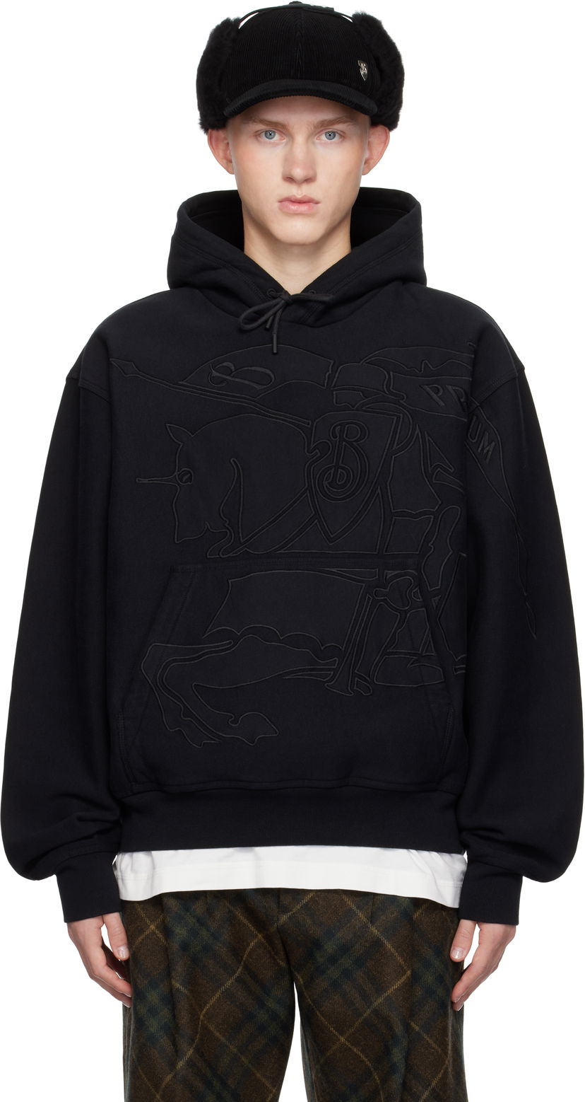 Sweatshirt Burberry Embroidered EKD Hoodie Sort | 8098214
