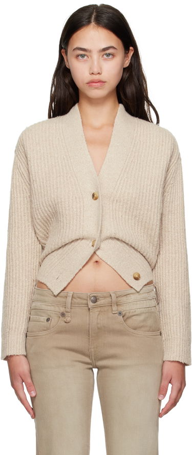 Sweater R13 R13 Split Hem Ribbed Cardigan Beige | R13WY296-Y211A, 0