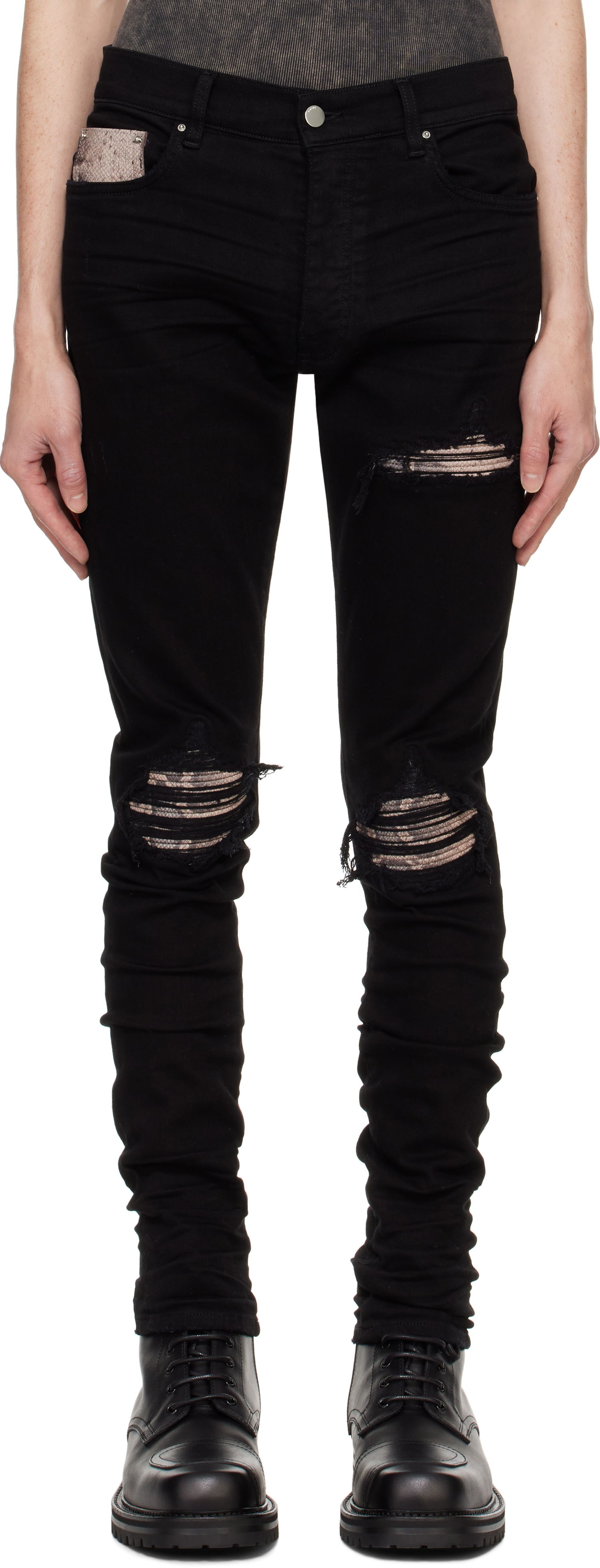 Jeans AMIRI AMIRI Snake MX1 Jeans Sort | AMDNSY1076, 0