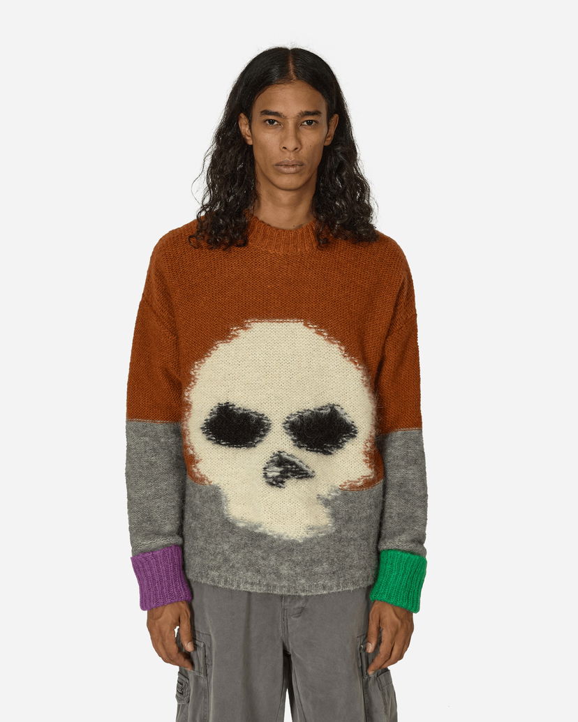 Sweater ERL Skull Intarsia Mohair Sweater Orange | ERL09N004 BROWN