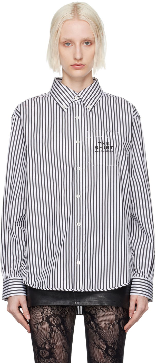 Skjorte Marc Jacobs Marc Jacobs Striped Button-Down Shirt Hvid | 2F4RTP054W21
