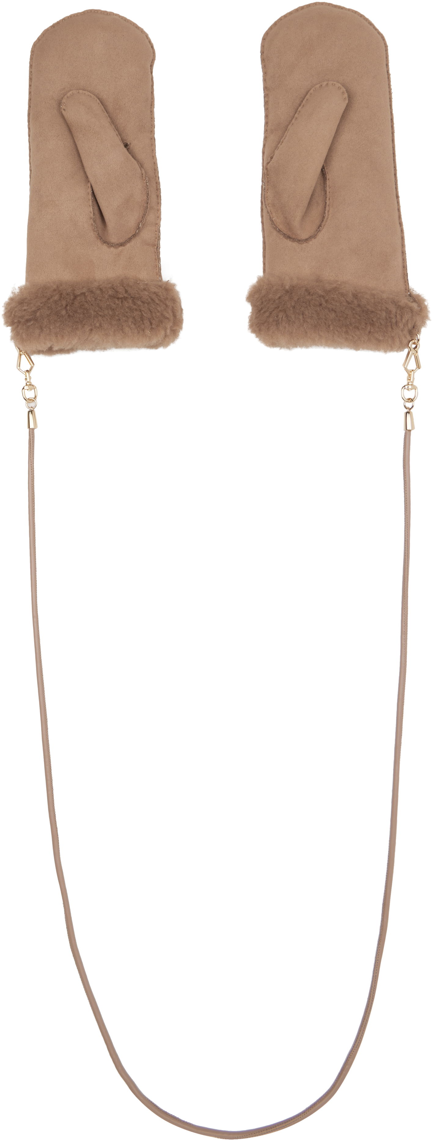 Handsker Max Mara Shearling Mittens with Cord Beige | 2524566092600, 1