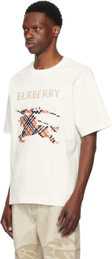 T-shirt Burberry Cross Stitch EKD Cotton T-Shirt Hvid | 8110116, 3
