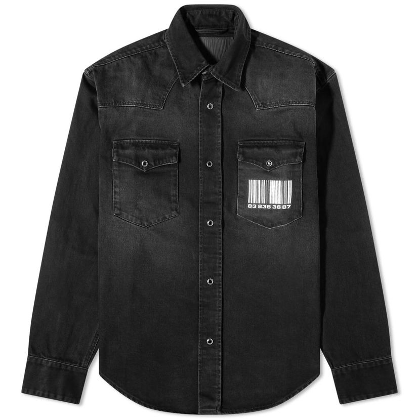 Skjorte VETEMENTS Vetements Big Barcode Denim Shirt Sort | VL14SH700B