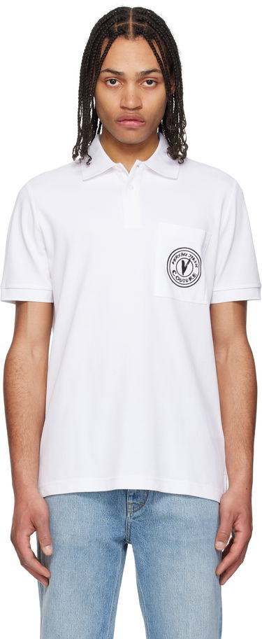 Polo skjorte Versace Embroidered Logo Polo by Versace Jeans Couture Hvid | E78GAGT01_ECJ01T, 0
