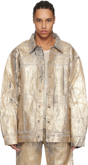 Jakke Rick Owens Rick Owens DRKSHDW Hollywood Jumbo Worker Denim Jacket Metalisk | DU01E3761 GMC, 0