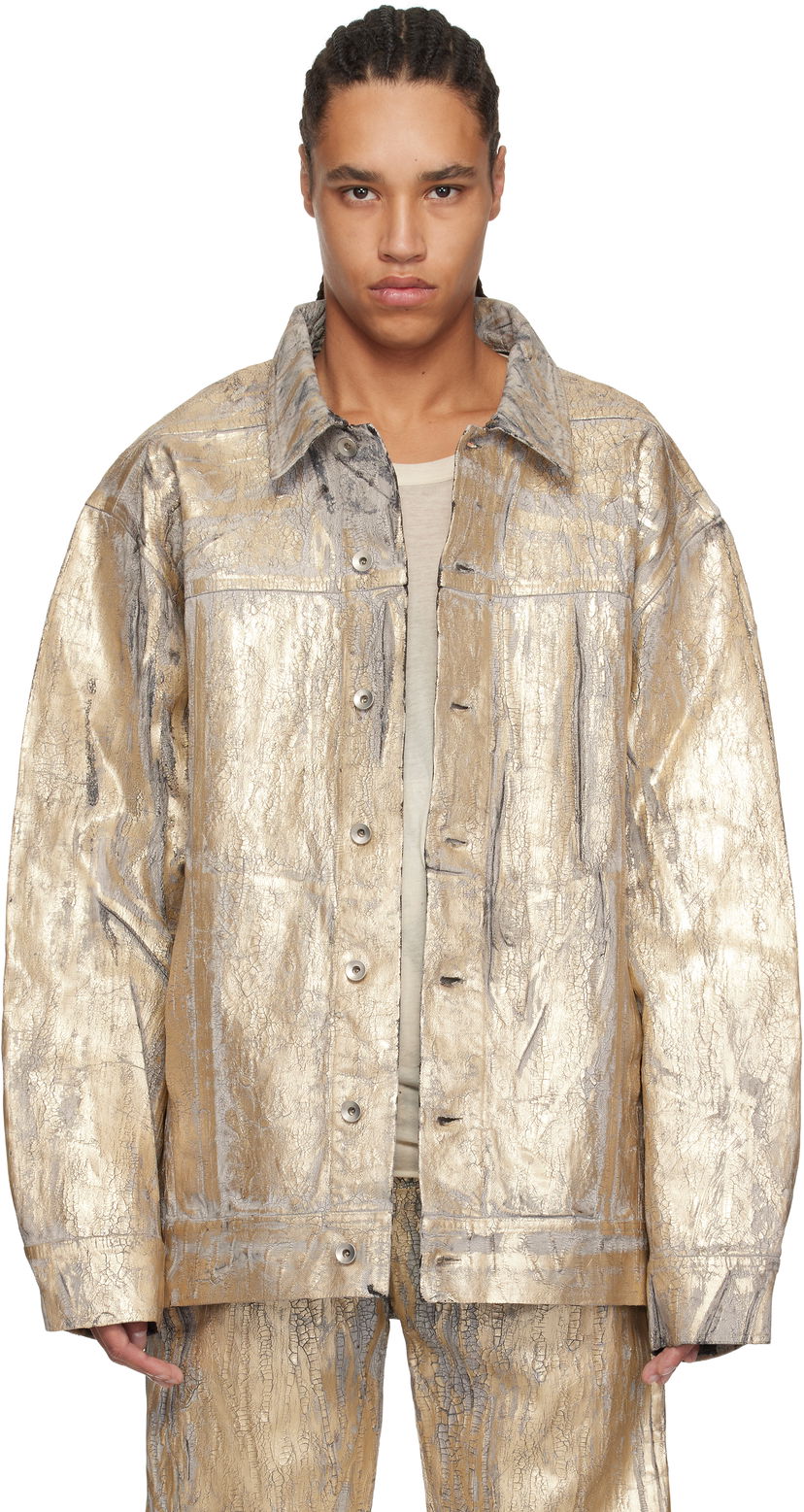 Jakke Rick Owens Rick Owens DRKSHDW Hollywood Jumbo Worker Denim Jacket Metalisk | DU01E3761 GMC