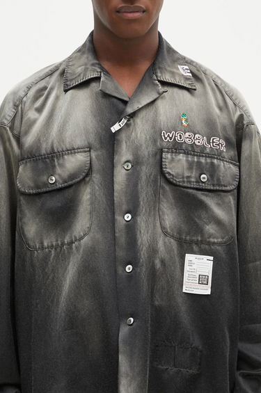 Skjorte Maison MIHARA YASUHIRO Maison MIHARA YASUHIRO Relaxed Fit Bleached Long Sleeve Satin Shirt Grå | J13SH183, 3