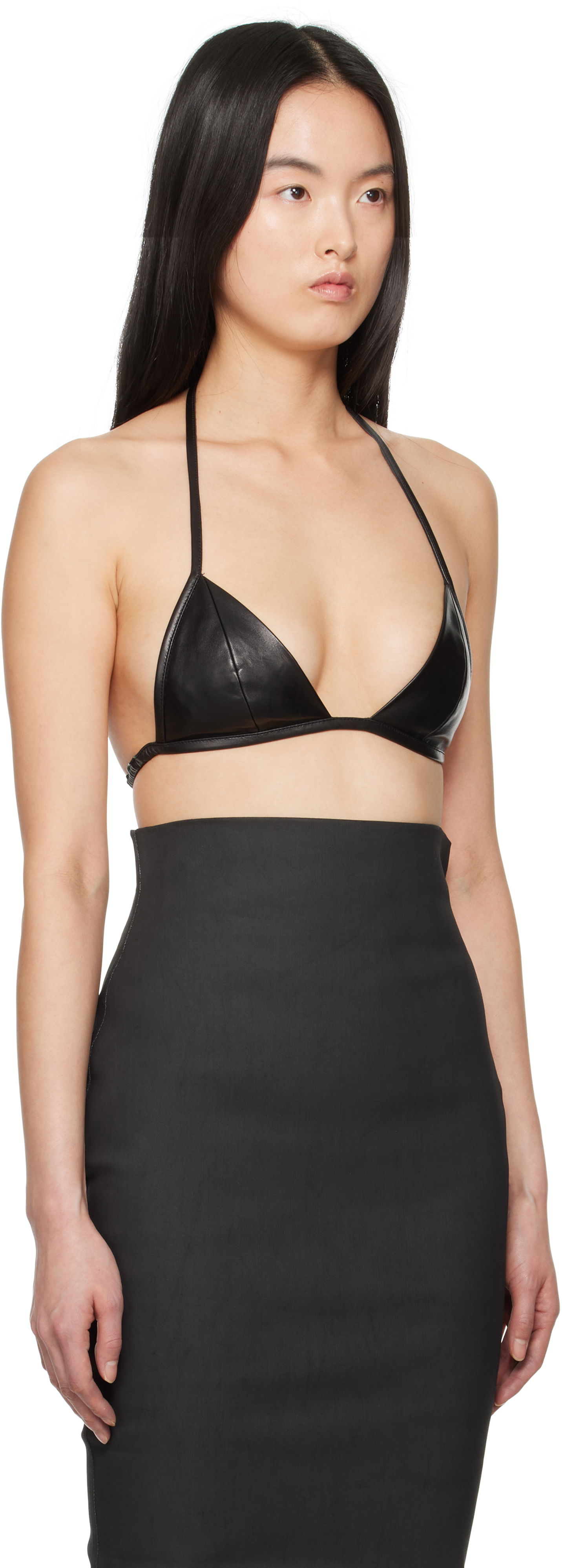 Bh Rick Owens Rick Owens Hollywood Leather Triangle Bra Sort | RP01E7091 LBY, 1