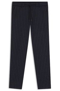 Tapered-fit Pinstripe Trousers with Drawstring in Brushed Stretch Flannel