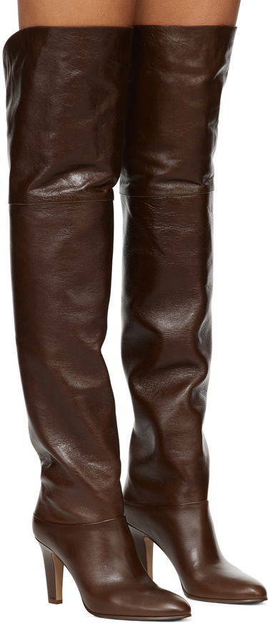Sokker CHLOÉ Chloé Eve Thigh-High Leather Boots Brun | CHC24W03POO, 3