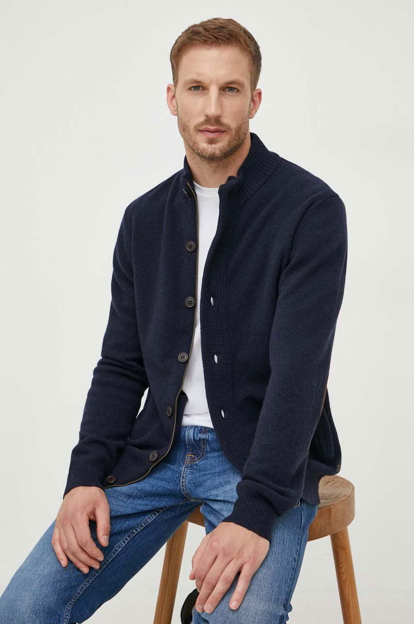 Sweater Barbour Wool Button-Up Cardigan Mørkeblå | MKN0731
