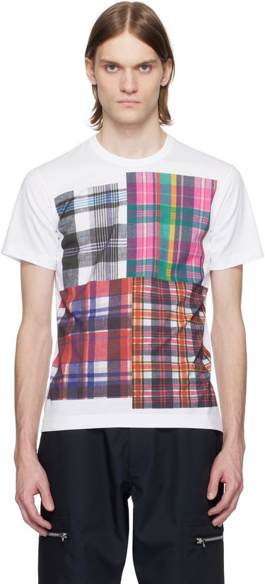 T-shirt Comme des Garçons Comme des Garçons Shirt Tartan Square Print T-Shirt Hvid | FO-T007-051, 0
