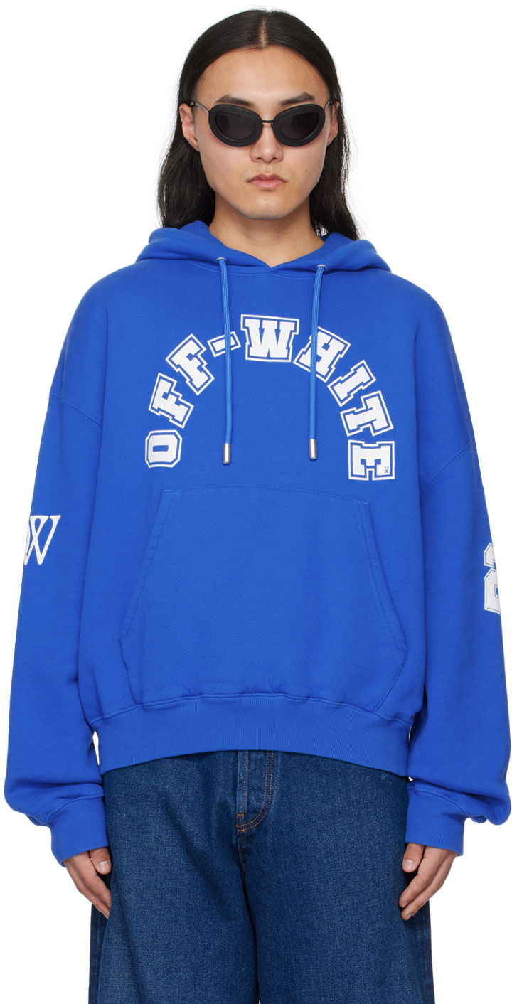 Sweatshirt Off-White Football Over Hoodie Blå | OMBB118S24FLE0054601, 0