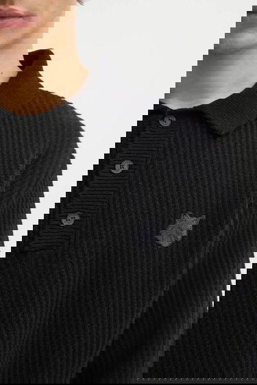 Polo skjorte MAISON KITSUNÉ Fox Head Wool Ribbed Polo Sort | PM00213KT1149, 3