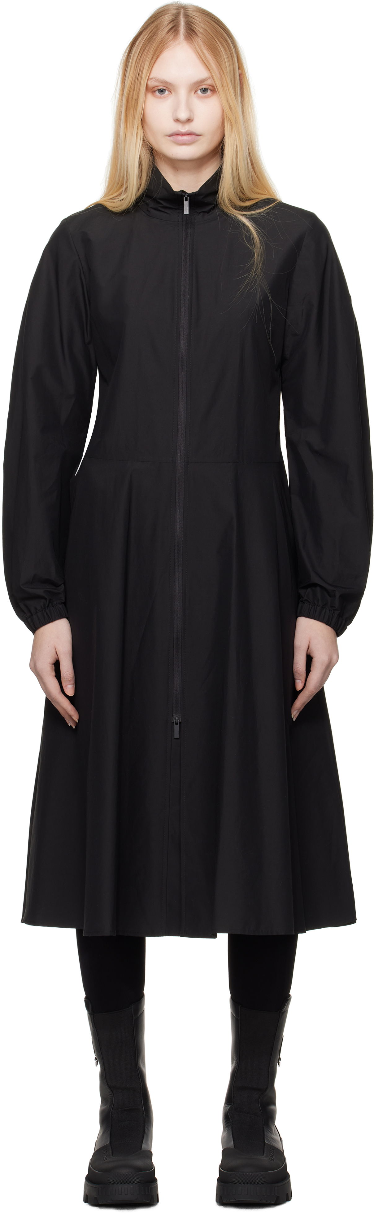 Kjole Moncler Moncler Front Zip Midi Dress Sort | K10932G000065977X, 0
