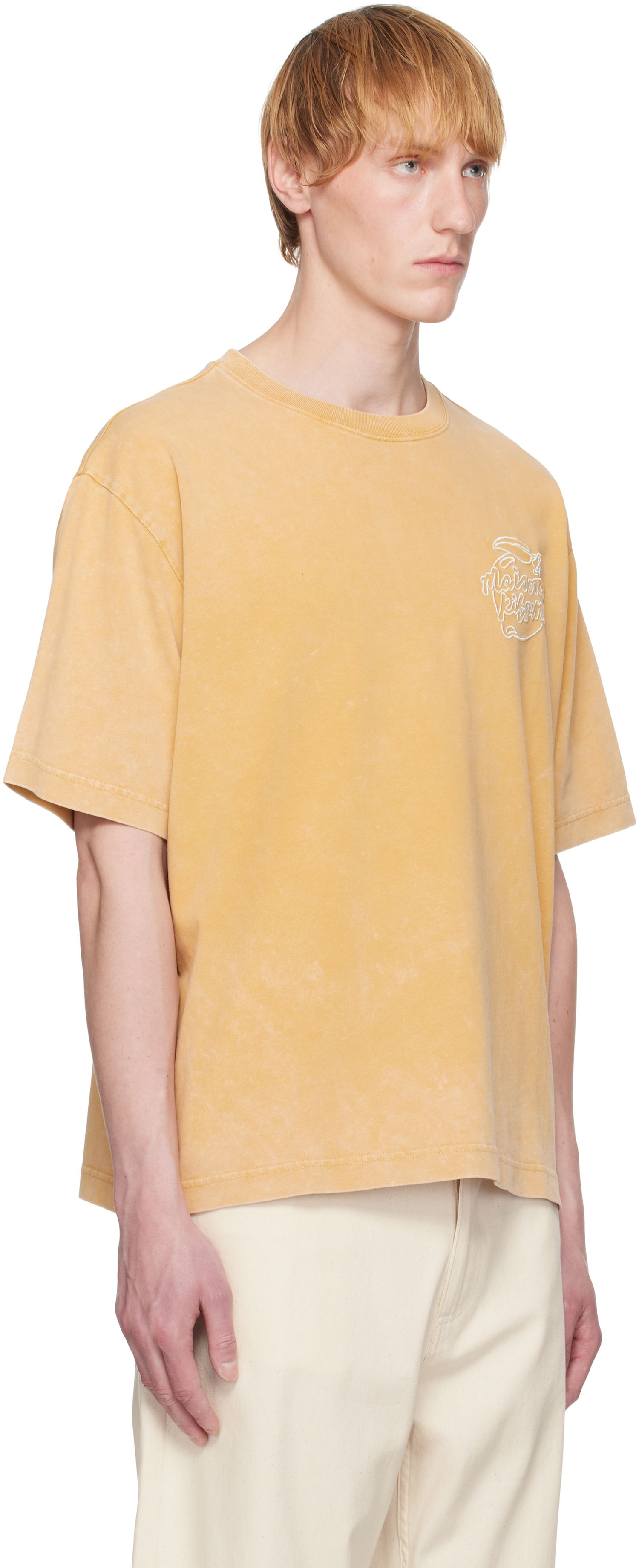 T-shirt MAISON KITSUNÉ Maison Kitsuné Lemonade Chest Embroidery T-Shirt Gul | OM00115KJ0119, 1
