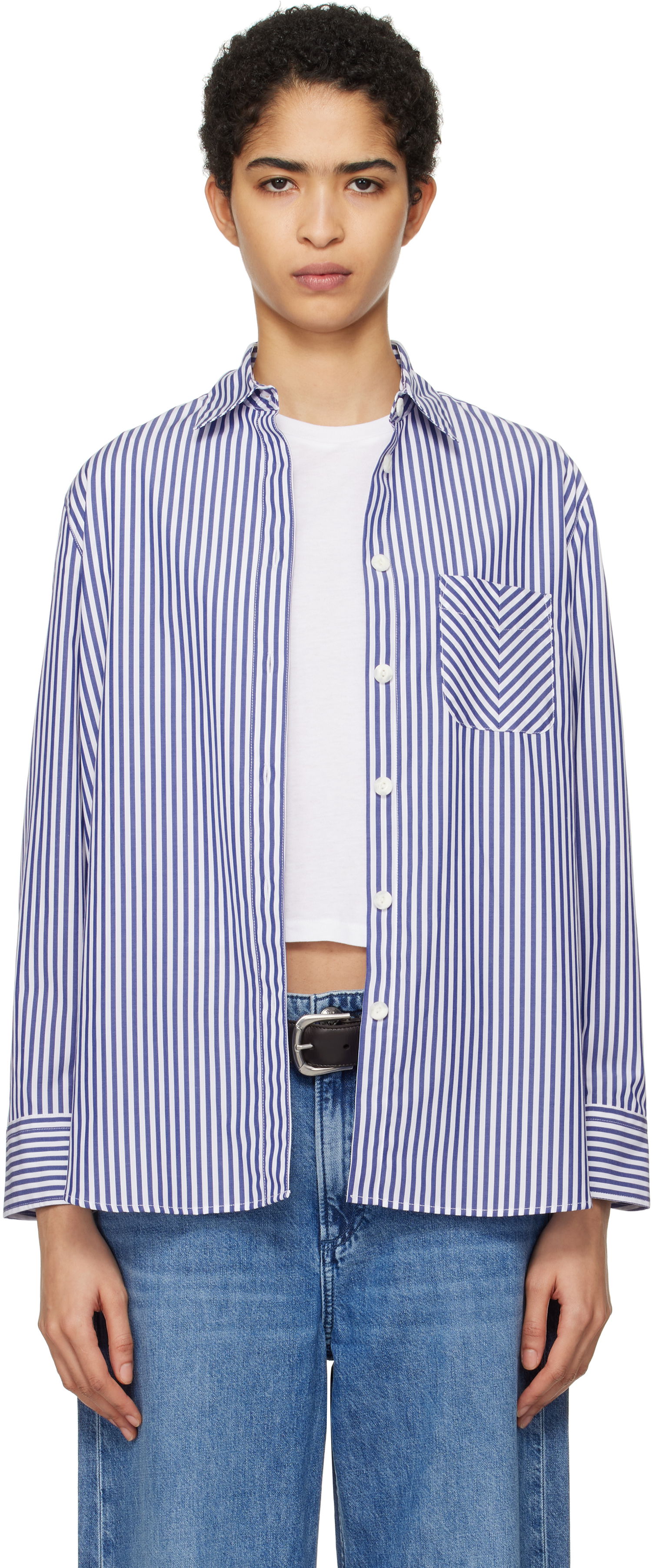 Skjorte rag & bone Striped Poplin Shirt Blå | WAW22FA050ZE50, 0