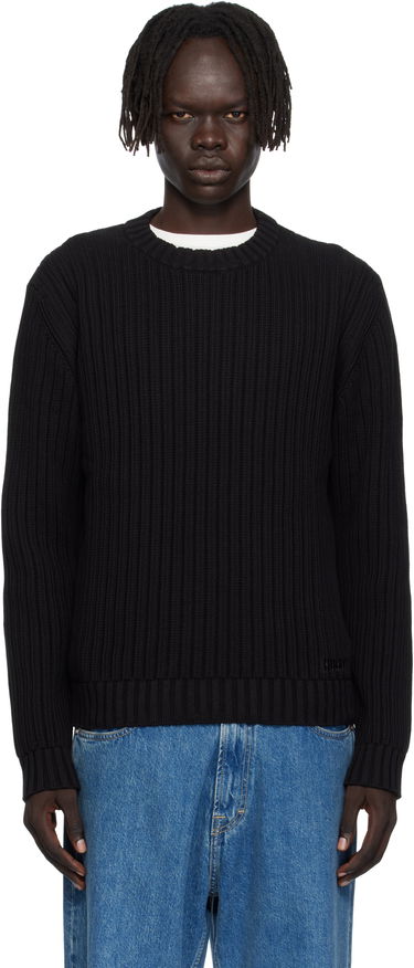 Sweater BOSS Hugo Embroidered-Logo Ribbed Knit Sweater Sort | 50546863, 0
