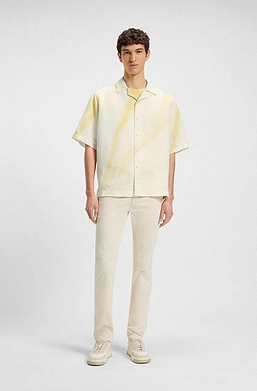 Skjorte BOSS Relaxed Fit Printed Shirt Gul | 50543525, 1