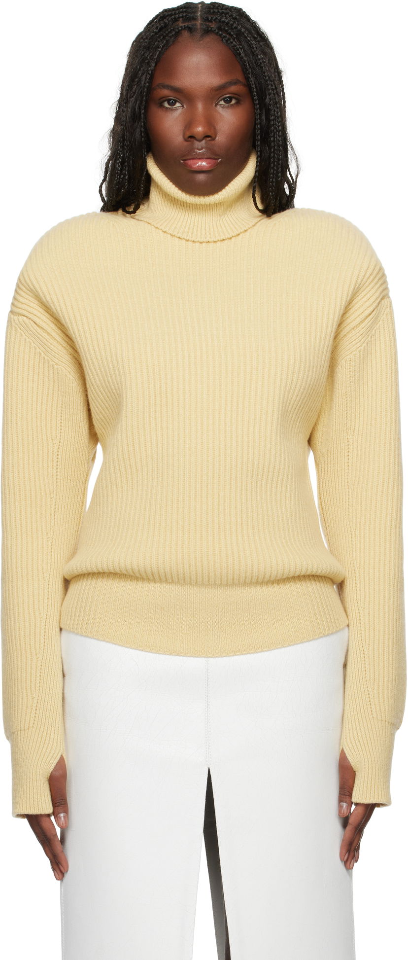 Sweater Stella McCartney Long-Sleeve Turtleneck Sweater Gul | 6K08703S2528