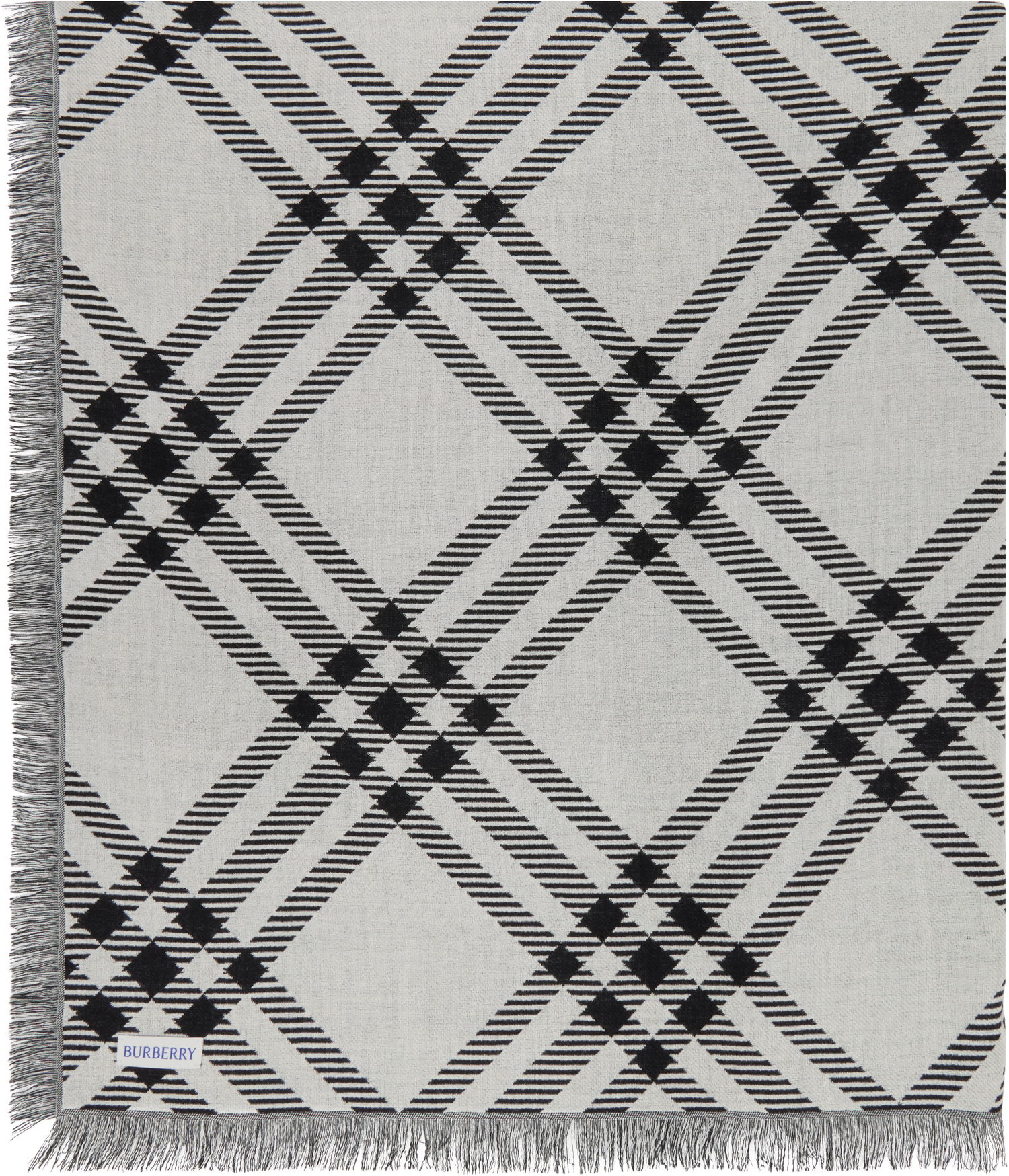 Tørklæde Burberry Burberry Wide Check Wool Silk Scarf Sort | 8110162, 1