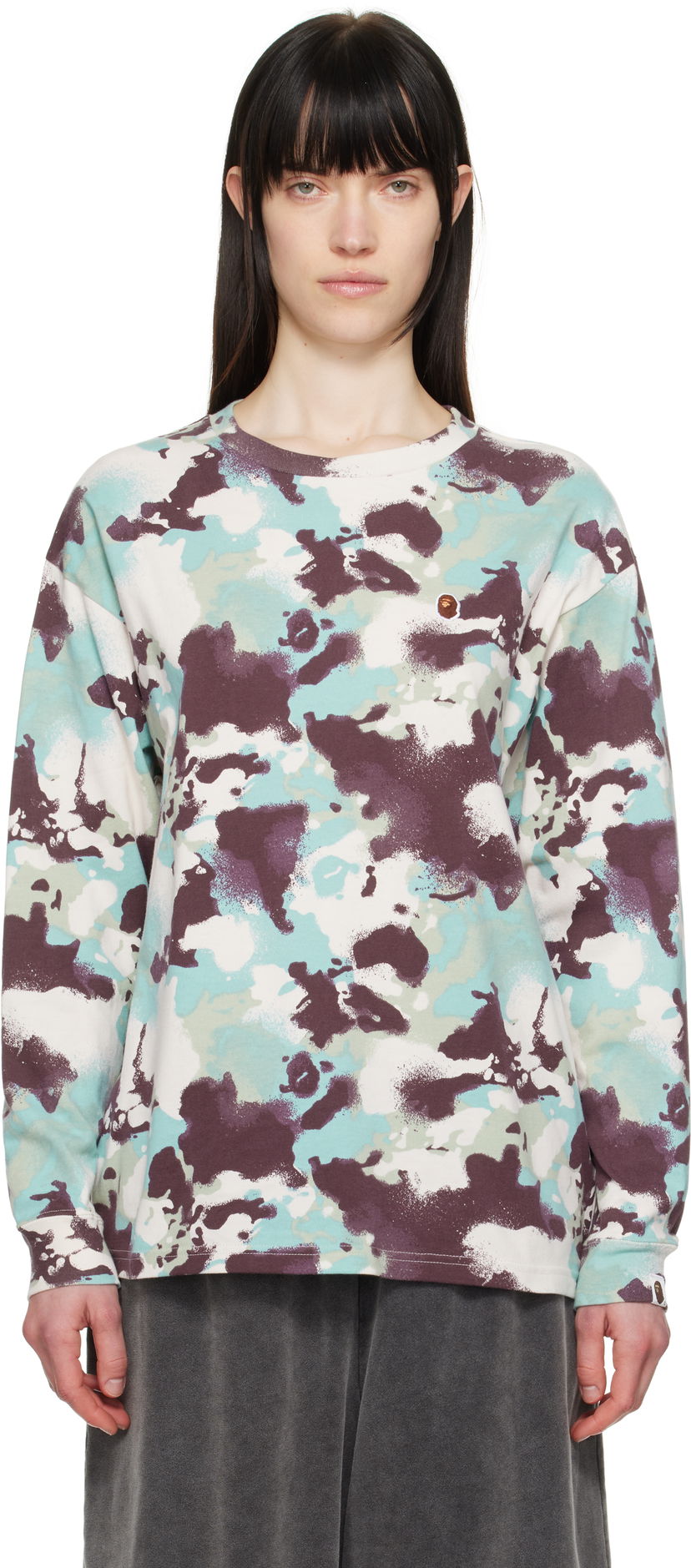 T-shirt BAPE A Bathing Ape Map Camo Long Sleeve T-Shirt Flerfarvet | 001LTL302001L
