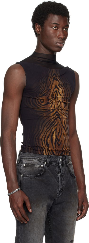 Tanktop Jean Paul Gaultier Jean Paul Gaultier Double Layered Wood Print Tank Top Brun | 25/03-W-TO315-M002P-0060, 4