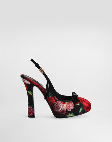 Tilbehør Dolce & Gabbana Dolce & Gabbana Satin Slingbacks With Floral Print Flerfarvet | CG0927AD645HN5PD, 0