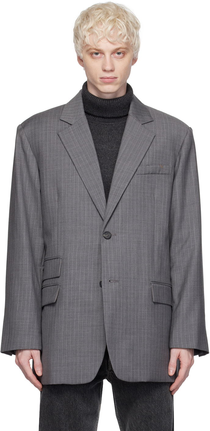 Jakke Helmut Lang Oversized Pinstripe Blazer Grå | N09HM104