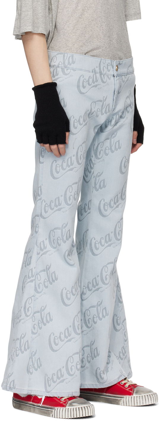 Jeans ERL Jacquard Logo Pattern Flare Jeans Blå | ERL08P014, 1