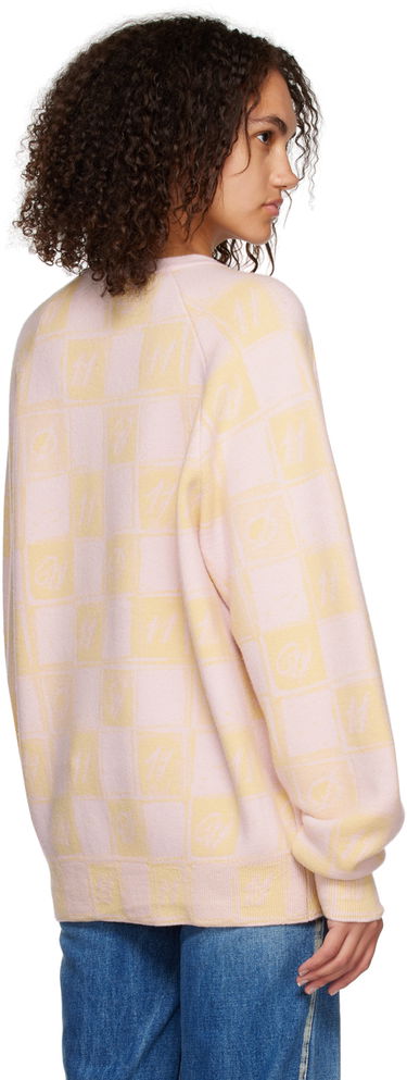 Sweater We11done We11done Checkerboard V-Neck Sweater Lyserød | WD-KT3-22-639-U-YE, 2