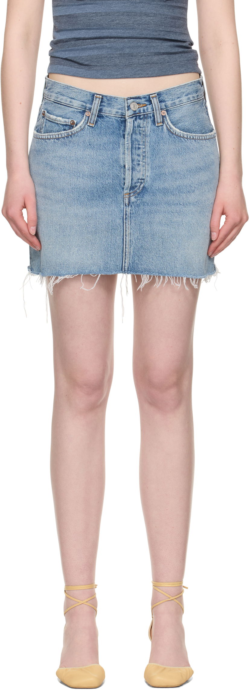 Nederdel AGOLDE AGOLDE V-Waist Denim Miniskirt Blå | A3067-1206