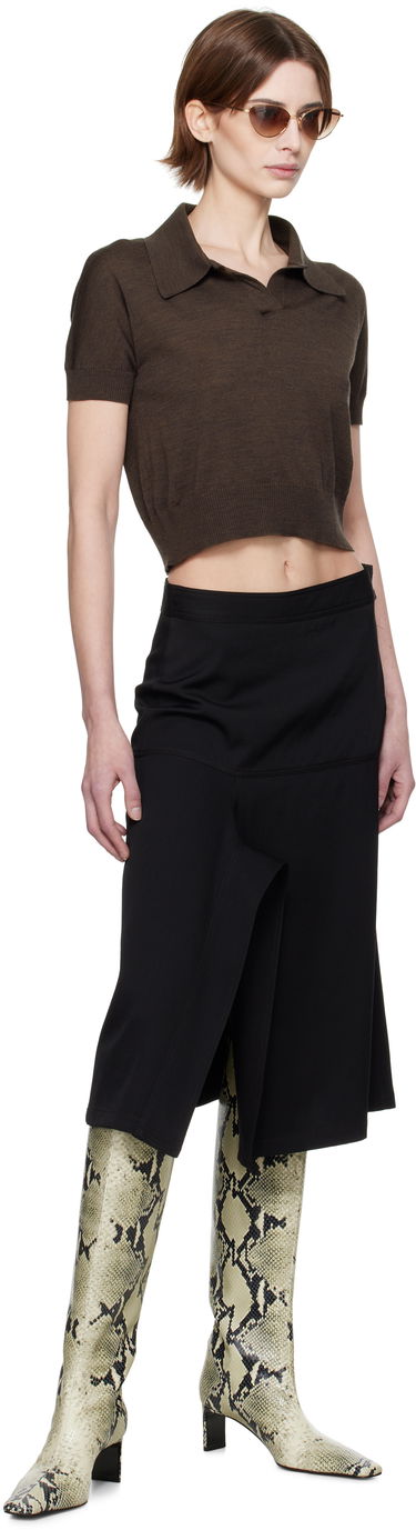Polo skjorte Khaite Khaite Morgane Cropped Knit Polo Brun | 9747511, 3