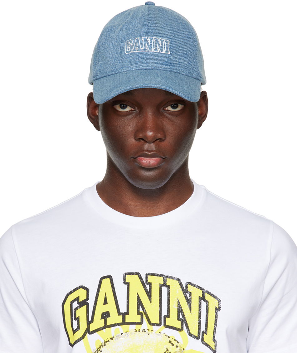 Kasket GANNI Embroidered Denim Cap Blå | A5530, 0